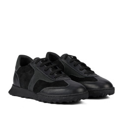 Scarpe sportive donna 6097 in velluto nero combinato