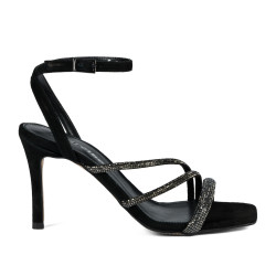 Sandali donna 1337 nero velluto combinato