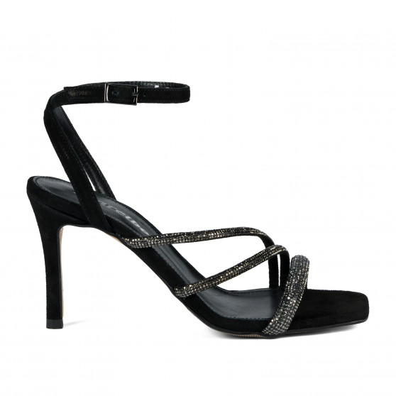 Sandali donna 1337 nero velluto combinato