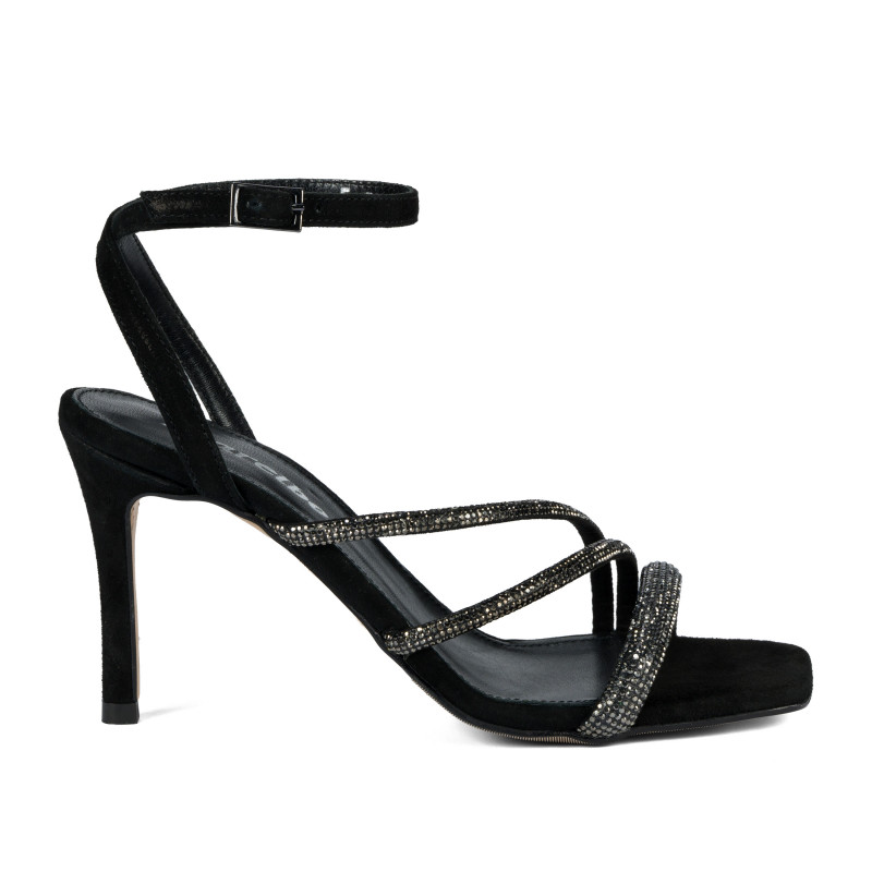 Sandali donna 1337 nero velluto combinato
