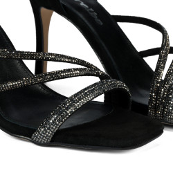 Sandali donna 1337 nero velluto combinato