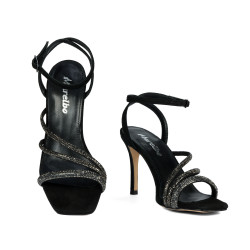 Sandali donna 1337 nero velluto combinato