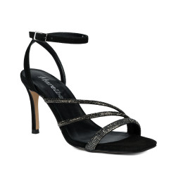 Sandali donna 1337 nero velluto combinato