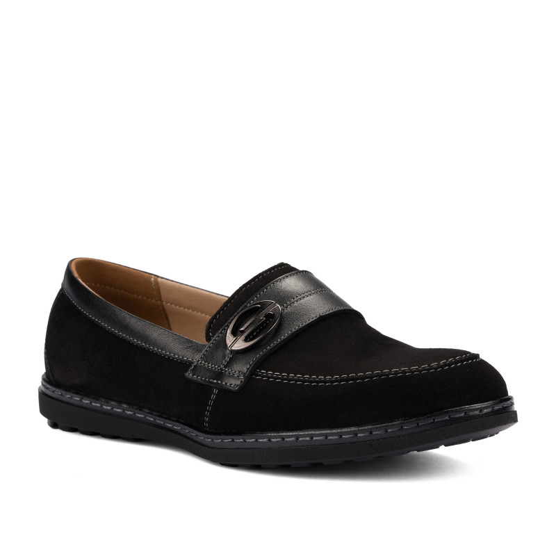 Mocassini donna 6100 bufalo nero combinato