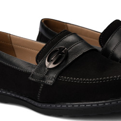 Mocassini donna 6100 bufalo nero combinato