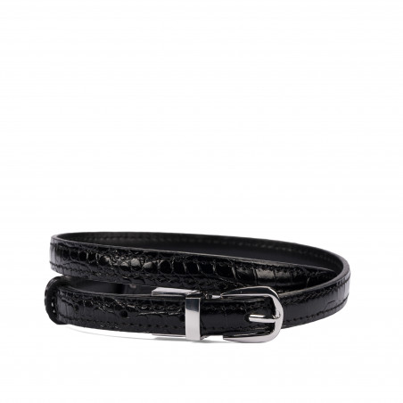 Cintura donna 45-1mc bicolore nero+coccodrillo nero