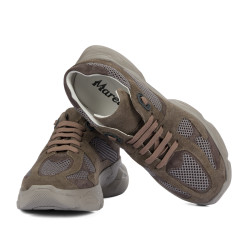 Scarpe sportive donna 6102 sabbia velluto combinato 01