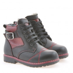 Stivaletti bimbo piccoli 21c nero+bordeaux