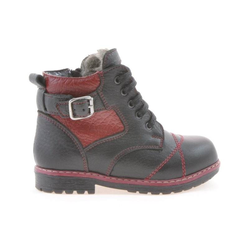 Stivaletti bimbo piccoli 21c nero+bordeaux
