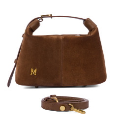 Borsa da donna a mano 037-1g in camoscio marrone