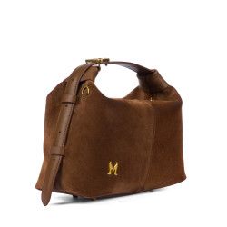 Borsa da donna a mano 037-1g in camoscio marrone