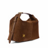 Borsa da donna a mano 037-1g in camoscio marrone