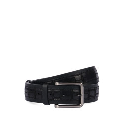 Cintura uomo 18b nero+croco nero