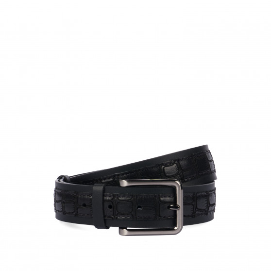 Cintura uomo 18b nero+croco nero