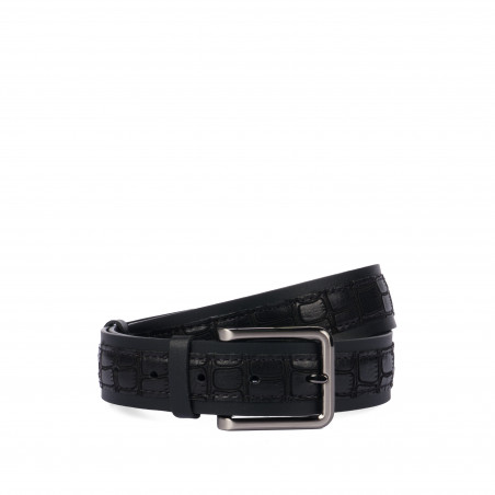Cintura uomo 18b nero+croco nero