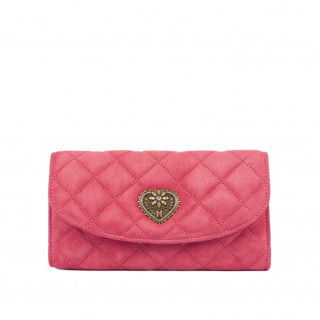 Borsa da donna a tracolla 048g camoscio rosa barbie
