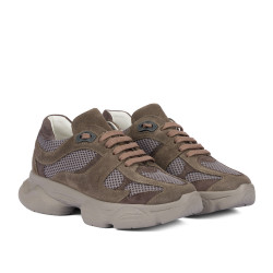 Scarpe sportive donna 6102 sabbia velluto combinato 01