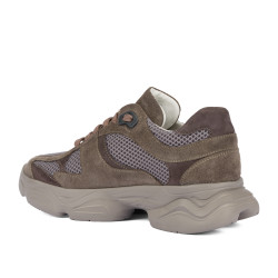 Scarpe sportive donna 6102 sabbia velluto combinato 01