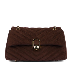 Borsa da donna a tracolla 052g scamosciata caffè