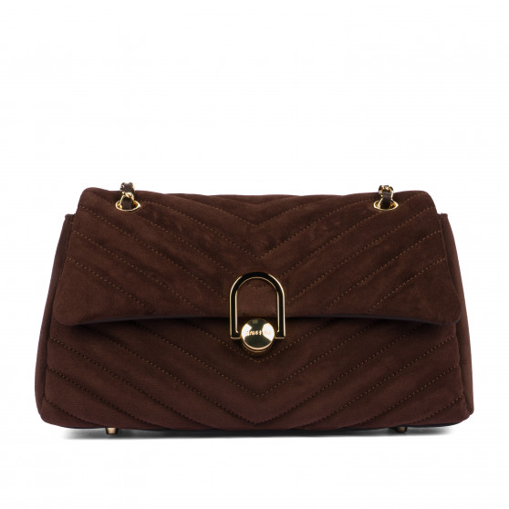 Borsa da donna a tracolla 052g scamosciata caffè