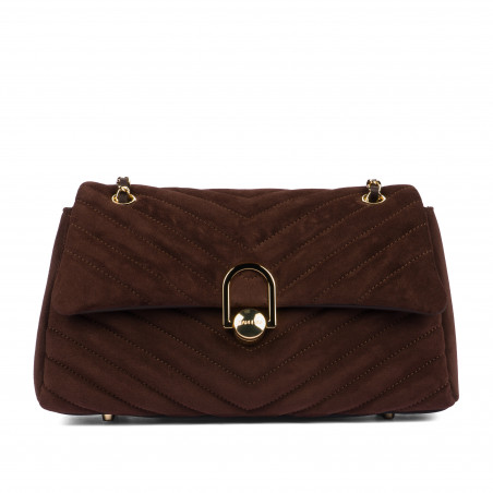 Borsa da donna a tracolla 052g scamosciata caffè