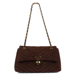 Borsa da donna a tracolla 052g scamosciata caffè