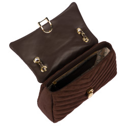 Borsa da donna a tracolla 052g scamosciata caffè