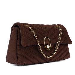 Borsa da donna a tracolla 052g scamosciata caffè