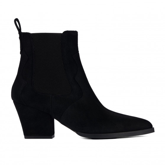Stivaletti con tacco donna 1418 nero velluto