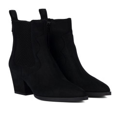 Stivaletti con tacco donna 1418 nero velluto