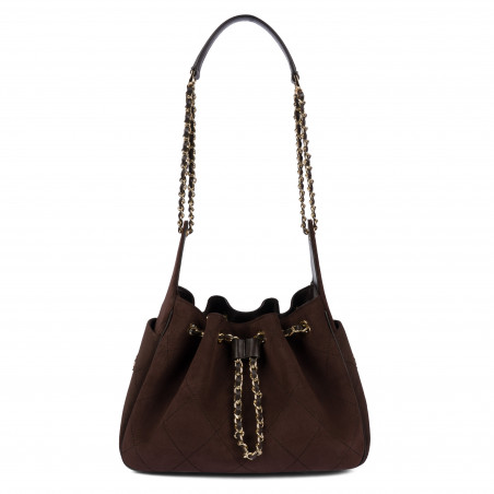 Borsa donna a tracolla 062g suede cioccolato