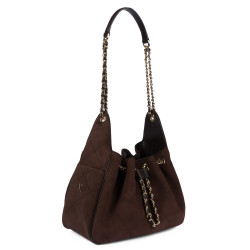 Borsa donna a tracolla 062g suede cioccolato