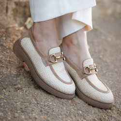 Scarpe casual donna 6092 rafia beige combinato lifestyle