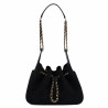 Borsa donna a tracolla 062g pelle scamosciata nera