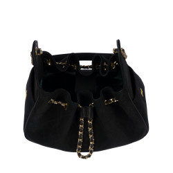Borsa donna a tracolla 062g pelle scamosciata nera