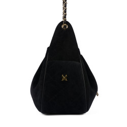 Borsa donna a tracolla 062g pelle scamosciata nera