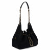 Borsa donna a tracolla 062g pelle scamosciata nera