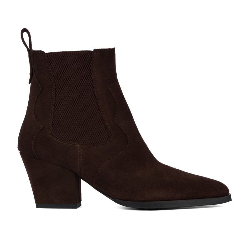 Tronchetti con tacco donna 1418 cioccolato velluto