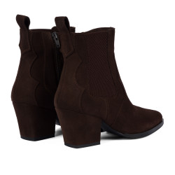 Tronchetti con tacco donna 1418 cioccolato velluto