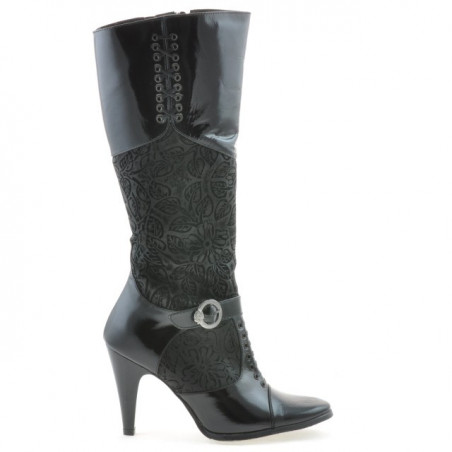 Stivali donna 1109 vernice nera+nero antilope