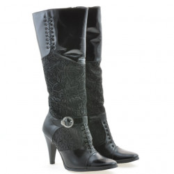 Stivali donna 1109 vernice nera+nero antilope