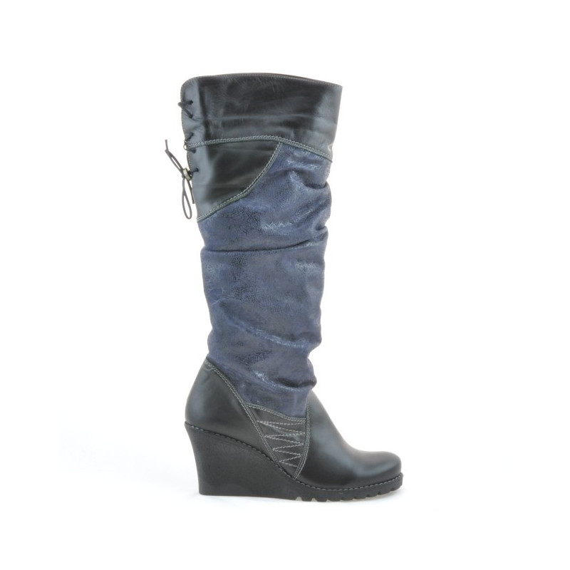 Stivali donna 226 nero+indaco antilope