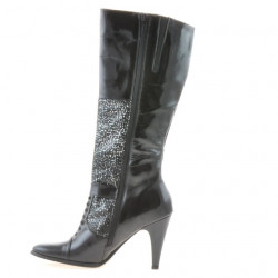 Stivali donna 1109 vernice nera combinata