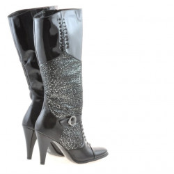 Stivali donna 1109 vernice nera combinata