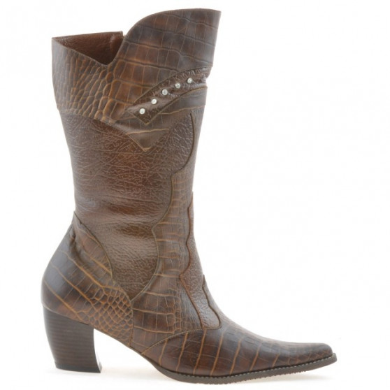 Stivali donna 298 coccodrillo cognac