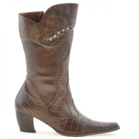 Stivali donna 298 coccodrillo cognac