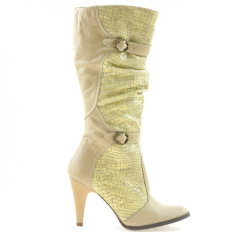 Stivali donna 008 coccodrillo beige
