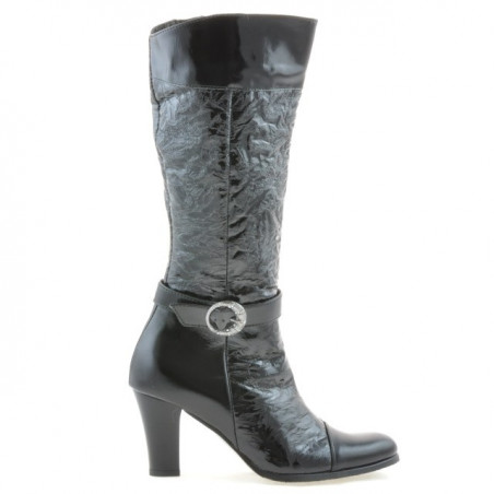 Stivali donna 017 crepe vernice nero
