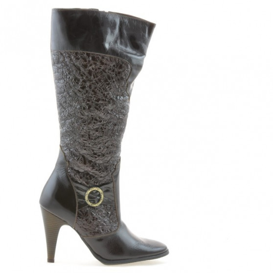 Stivali donna 1108 crepe vernice caffè