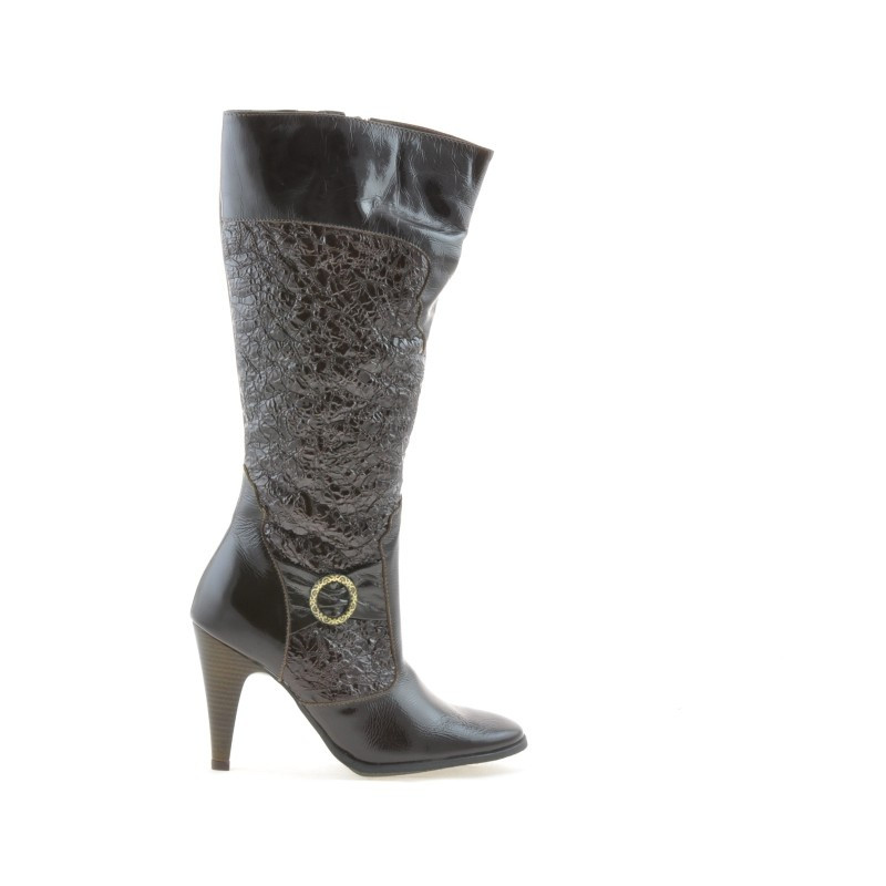 Stivali donna 1108 crepe vernice caffè